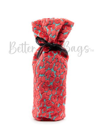 Hot Pink/Red Chenille with Teal Cheetah Pattern