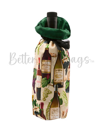 Wine Bottles & Grape Vines on Cream