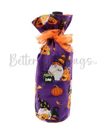 Gnomes with Pumpkins & Cats on Purple