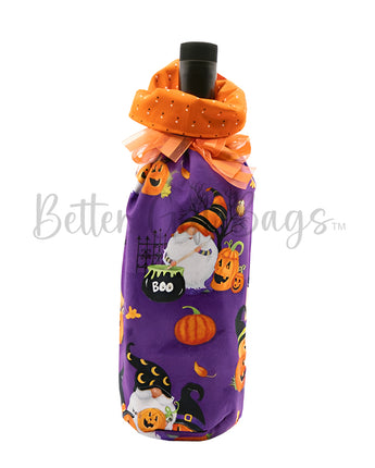 Gnomes with Pumpkins & Cats on Purple