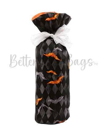 Orange Bats on Black Diamond Background