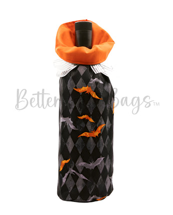 Orange Bats on Black Diamond Background